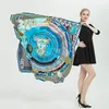 Twill Silk Scarf Women Spain Large Shawls Retro Print Stoles Square Bandana Fashion Kerchief Female Foulard 130CM*130CM