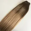 Ombre Human Hair Weft Extensions Virgin Brazilian Peruvian Malaysian Indian Straight Balayage Brown Blonde T4/18# Ombre Hair Weave Bundles