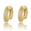 18K Real Gold Gold Full Cubic Cyrronia Out Out Diamond Unisex Hoop Carring Brand Modna raper biżuteria Prezenty urodzinowe dla 2648