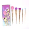 Makeup borstar sätter kosmetikborste 5 st Ljusa färger Rose Gold Spiral Shank Make up Borstverktyg Powder Contour Brushes DHL