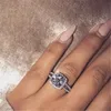 Vecalon Sparkling Promise Ring 925 Sterling Silver Cushion Cut 3CTダイヤモンドウェディングバンドリング女性ジュエリーパーフェストギフト