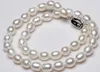 Elegancki 9-10mm Naturalny South Sea Barok White Pearl Necklace 18 cali 925 Silver Zapięcie