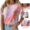 Lasperal 넥타이 염료 셔츠 여성 여름 캐주얼 탑스 코튼 멀티 컬러 플레이즈 사이즈 Tshirt Femme 2020 패션 소녀 5XL 대형 작물