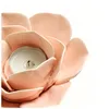 Ceramic Lotus Flower Tealight Holder Handmade Floral Shape Candle Crafts for Wedding Home Pink White Yellow Blue Cyan Red