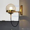 Glass globe Wall Lamp Modern light Metal glass ball Wall sconce Iron wall lighting light smoke glass shade bronze black color body light