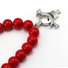 Anime One Piece Portgas D Ace Red Beads Naszyjnik Białe wisiorki Brody Naszyjniki Cosplay Charm Cosplay Rekwizy