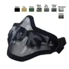 Outdoor Airsoft Mask Shooting Protection Gear Double Belt V1 Metal Steel Wire Mesh Half Face Tactical NO03-002