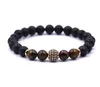 Men's and women's beads bracelet elastic natural stone yoga bracelet bracelet volcanic lava rock round loose beads natural stone rock ball D