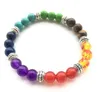 Natural Black Lava Stone Bracelets 7 Reiki Chakra Healing Balance Beads Bracelet for Men Women Stretch Yoga Bracelets