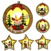 Lysdioder Ljus DIY Wood Chalet Jul Trästjärna Rundram Lampa Lysande Julgran Ornament Hängande Hängsmycke Ornament