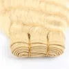 Peruanische Menschenhaar Blonde Drei Bündel tiefe lockige Haar-Verlängerungen 10-28inch tiefe Welle Vrigin Haar 613 # Farbe New Products