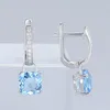 Santuzza Silver Earrings For Women Pure 925 Sterling Silver Dangle Earrings Long Sky Blue Cubic Zirconia Brincos Fashion Jewelry J5129430