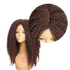 Uzun Marley Örgü Saç Peruk Siyah Kadınlar Için Ombre Kahverengi Afro Kinky Kıvırcık Sentetik Peruk Yüksek Sıcaklık Fiber
