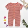 Babykleding kinderen gestreepte rompertjes jongens meisjes katoen jumpsuits baby zomer casual korte mouw knoppen bodysuits onesies klimmen cyp571