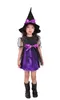 História de Xangai Crianças Halloween Adorável Menina Bruxa Roxo Traje De Laranja Menina Traje Da Criança para As Meninas Incluem Vestido, chapéu, fita Strap