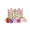 Happy First Birthday Party Hoeden Decor Cap One Birthday Hat Princess Crown 1st 2e 3e jaar oude nummer Baby Kids Haaraccessoire