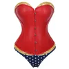 Women039s Faux Leather Corset Bustier Costume With Blue Short Cosplay Costume Sexig plusstorlek Kostymer Red7249681