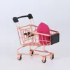 Mini carrello per la spesa in bronzo/oro/oro rosa Mini carrello per supermercati creativo Cestino portaoggetti in metallo per tavolo da scrivania