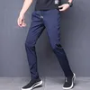 Summer Pants Mens Skinny Stretch Korean Casual Slacks Slim Fit Chino Elastic Waist Jogger Dress Trousers Male Black Blue SH190915