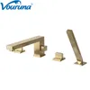 VOURUNA Cubix quadratischer Stil 4-Loch-Badewannen-Wasserhahn, Duschmischer, Badeeinlaufhahn, Großhandel, massives Messing, brüniert, golden/chrom/schwarz