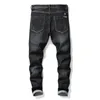 Neue 2019 Europäischen Stil Männer Ripped Loch Schnurrbart-effekt Stretch Denim Hosen Runway Schlank Biker Jeans Mode Hiphop Dünne Jeans