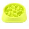 Plastic Pet Feeder Anti Choke Dog Bowl Puppy Cat Slow Down Eatting Feeder Healthy Diet Dish Jungle Design Pink Blue Green