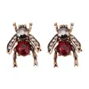 Wholesale-fashion luxury designer exaggerated cute lovely crystal bee insects animal stud earrings for woman