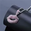 Hip Hop Iced Out Red Lips Hanger Ketting Rose Goud Zilver Kleur Sieraden Hangers Kettingen Heren Dames Charm Geboorte Gift