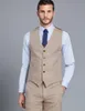 Beige Bruidegom Tuxedos Notch Revers Groomsman Bruiloft 3-delige Pak Mode Mannen Business Prom Party Jacket Blazer (jas + Broek + Tie + Vest) 2271