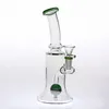 Bongs de vidro verde vermelho 21 cm de altura Perc Percolator Glass Bongs Tamanho da junta 14,4 mm com tigela Plataformas de óleo recicláveis Cachimbos de água