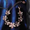 Wholesale- Cat's Eye Opal Flower Chain Bracelet Charming 18K Rose Gold Plated Color Women Bracelet For Women Jewelry