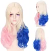 Halloween Cosplay Peruki Fancy Dress Sexy Kobiety Dziewczyny Coloful Wig Hat Festival Party Gradient Lady Wig Cap Prop