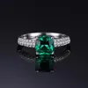 SmyckenPalace Kudde skapad Nano Emerald Ring 925 Sterling Silver Ringar för Kvinnor Förlovningsring Silver 925 Ädelstenar Smycken CJ191230