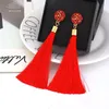 9Colors Boho etniczne Tassel Dangle Kolczyki Dla Kobiet Geometryczne Kryształ Róża Kwiat Znak Długiego Jedwabiu Frędzle Dangle Oświadczenie Kolczyk Biżuteria