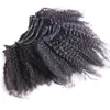 8шт афро странный курсивый клип в наращиваниях человеческих волос натуральный черный монгольский клип для волос REMY 100 г вьющиеся клип в наращиваниях человеческих волос