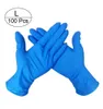 100PCS/Box Non-Latex Examination Blue Powder Gloves Protective Safety Hand one time Nitrile Disposable Glove Ready to Ship