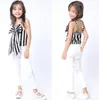 2019 été tout-petits enfants Baby Girl Tenues Tops Big Bow Stripe Bracelet Hauts + pantalon blanc creux 2PCS Bébés filles Vêtements Set