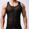 섹시한 투명한 티셔츠 남자 메쉬 탑 섹시한 티 셔츠를 통해보세요