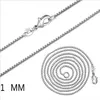 حار 925 فضة مطلي 1MM سلسلة قلادة مربع حجم 16-24 inche SC07 جديد 925 الفضة مطلي للجنسين سرطان البحر المشابك السلس سلسلة المجوهرات