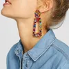 Boho géométrique déclaration boucles d'oreilles bijoux de mode coloré léopard imprimé acrylique boucles d'oreilles pour les femmes GB375