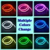 12V 5050 RGB LED Flexible Neon Sign Belt Tube Strip Rope Light Silica Gel IP67 Waterproof Color Changing 84LEDs/m Outdoor for Club Front Window Decor