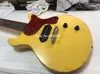 Custom DC TV Yellow Cream Relic Junior Guitare Électrique Noir P90 Micros Dog Ear Red Turtle Shell Pickguard Wrap Around Cordier Rolled Edge