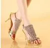 حار بيع 2014 فاخرة الذهب والفضة أحذية الرقص الكريستال الماس الزفاف أحذية النساء عالية الكعب حجم 33 إلى 40