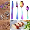 4 Pcs Stainless Steel Colorful Cutlery Set Rainbow Gold Plated Dinnerware Creative Dinner Set Fork Knife For Wedding And Hotel C18112701