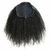 120gポニーテールエクステンションRaw Remy Virgin Peruvian人間の髪の自然な色アフロ変態巻き毛の髪の部分クリップイントップクロージャーPonytail（10インチ）
