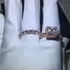 Choucong 2018 anel Do Vintage Diamante Rosa de Ouro Preenchido 925 anéis de Noivado De Casamento pulseira de prata para As Mulheres De Noiva bijoux