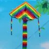 Colorful Rainbow Kite Long Tail Nylon Outdoor Kites Flying Toys For Children Kids Stunt Kite Surf Without Control Bar and Line