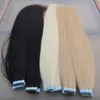 Großhandel Band in menschlichen Haarverlängerungen Haut Schussfärbungen Blondes Remy Haar 16 bis 24 Zoll 20pcs / Tasche, 40g, 50g, 60g Kostenloser Versand