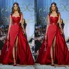 Формальные красные вечерние платья спагетти линейное сплит для вечеринки выпускное выпускное выпускное платье Специальное OCN MADE