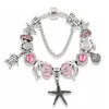 Partihandel-Charm Bead Starfish Turtle Animal Beading Silver Plated Armband Lämplig för Pandora Style Bracelet Smycken